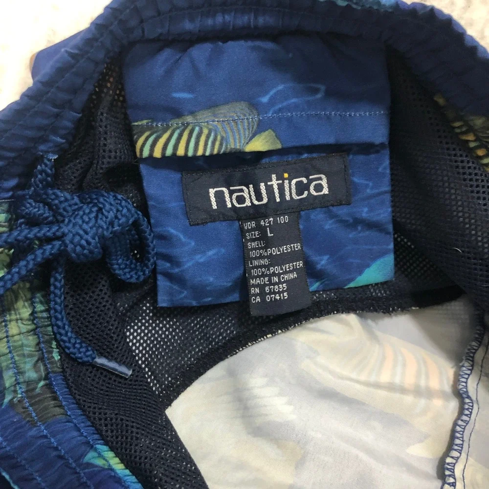 Nautica Mens Blue Tropical Fish Print Swim Trunks Mesh‎ Lined Large VDR 427 100